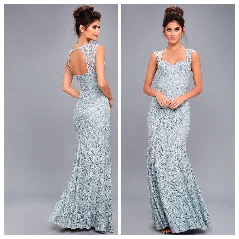 SLATE BLUE LACE MAXI DRESS